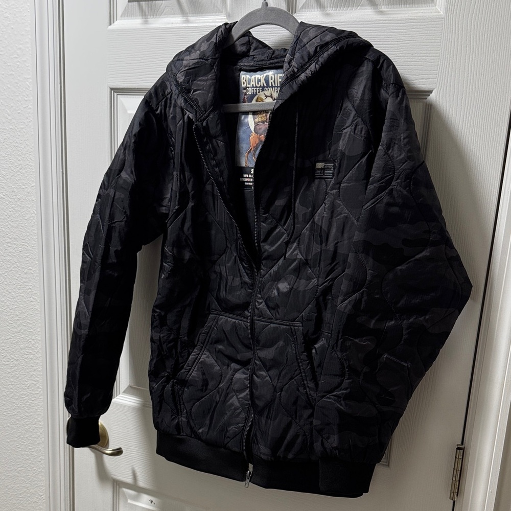 Black Rifle Coffee Co Black Camo zip Hoodie- Puffer